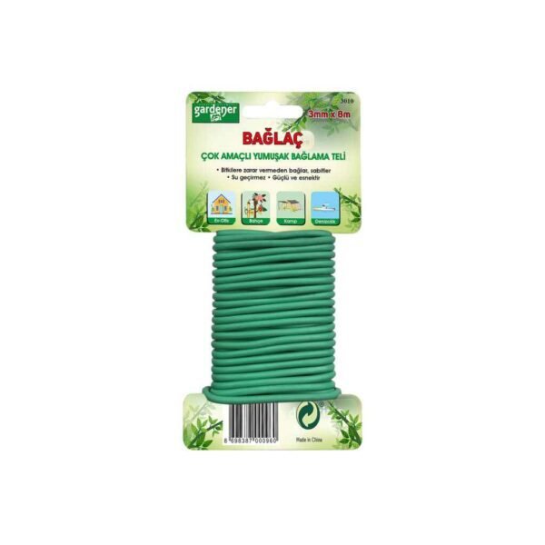 Gardener 3010 Bağlaç, Çok Amaçlı Yumuşak Bağlama Teli – 3mm x 8m.
